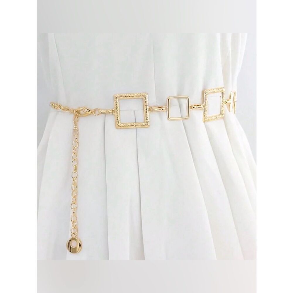 Gold Square Chain Belt A1962